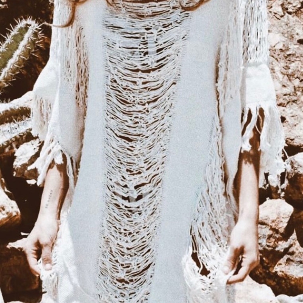 Hand woven boho beach cover up
